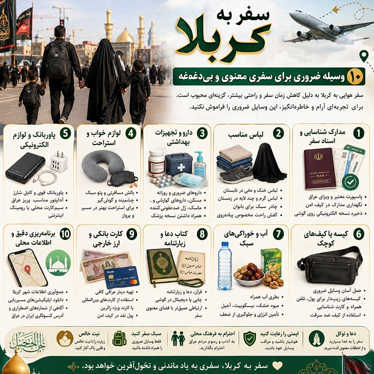 وسایل مورد نیاز سفر کربلا