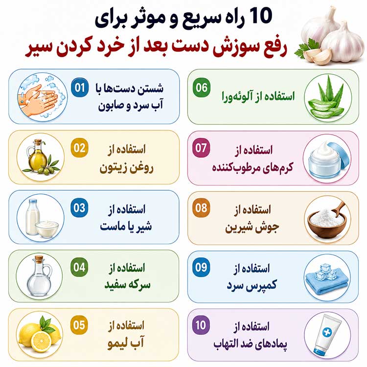 رفع سوزش دست با سیر