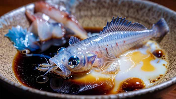 آشپزی شیرائو نو اودوریگوئی (Shirauo no Odorigui – ماهیهای کوچک شفاف رقصنده)