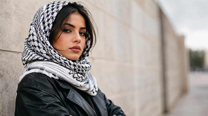 پروفایل دخترانه عکس دختر با چفیه